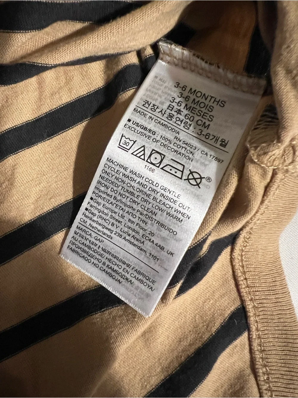 Set of Three Baby Gap Long Sleeve One-Piece Bodysuits Black, Gray, Tan Stripe